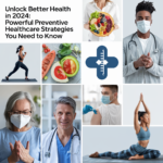 "Illustration of preventive healthcare strategies, including checkups, vaccinations, healthy lifestyle choices, and mental well-being practices."